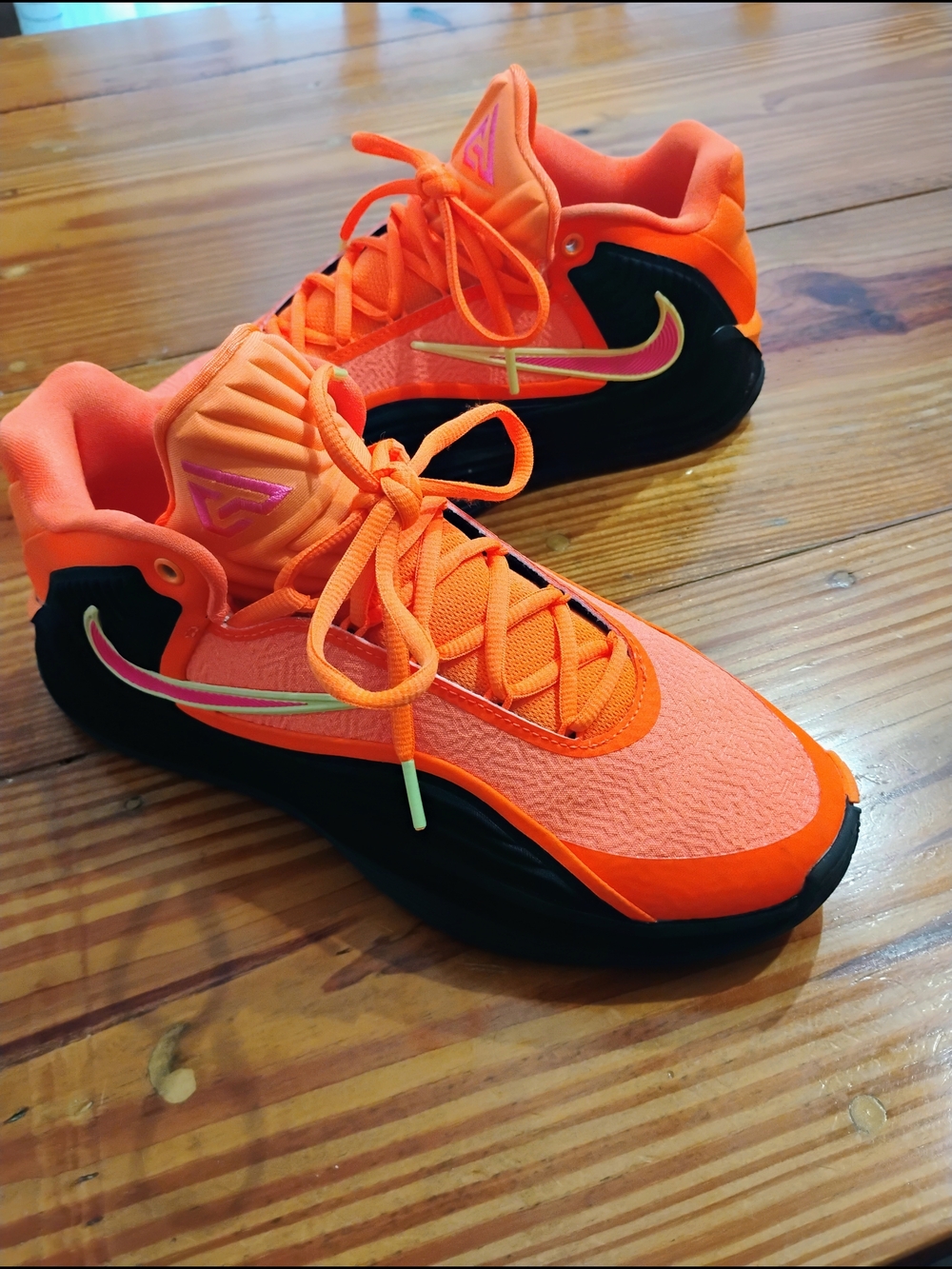 Men's Nike Giannis Freak 7 Orange and Black Mid-Top with Pink-Gold Swoosh